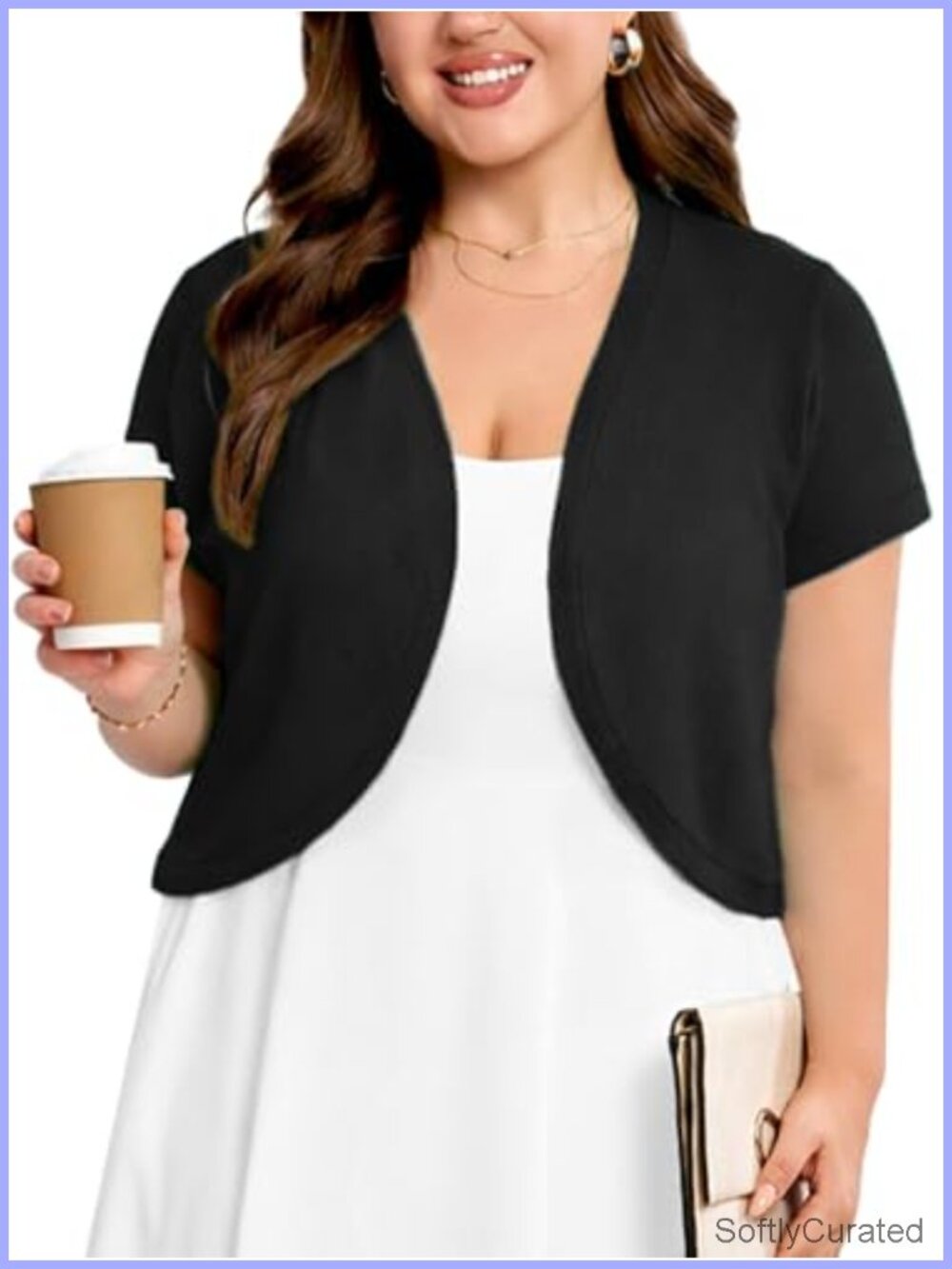 Plus Size Shrug Cardigan Short Sleeve Open Front Cropped Bolero Dress Cover Up